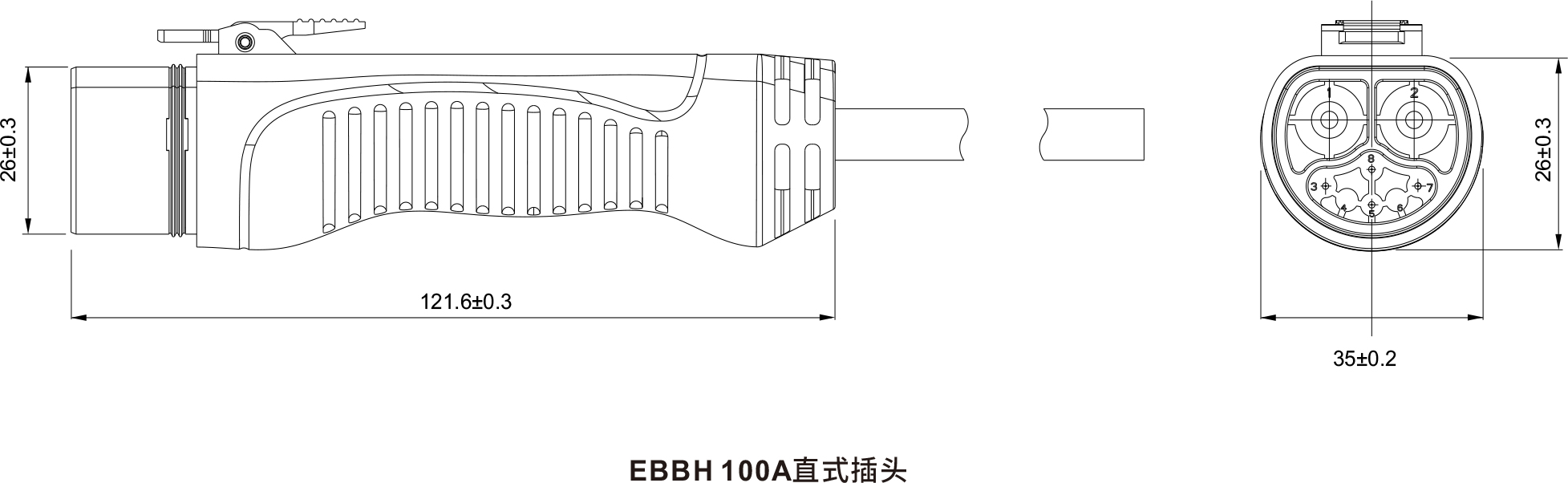 Ebbh EBBH 100A Straight plug - SHS Technology - Global Surgical Robot